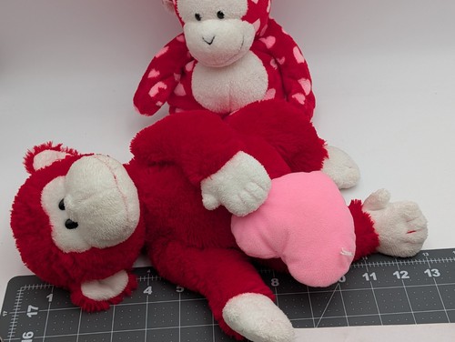 Ty Pluffies Harts Dynamite Red White Monkey Plush Pink Valentine Hearts Lot - Picture 19 of 19
