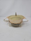 Vintage MCM Lusterware Peach with Metal Lid and Warming Tray Tested