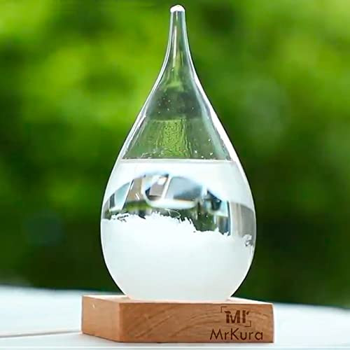 Storm Glass Crystal Weather Forecast Bottle with Wooden Base, Decorative Drop - Picture 2 of 7