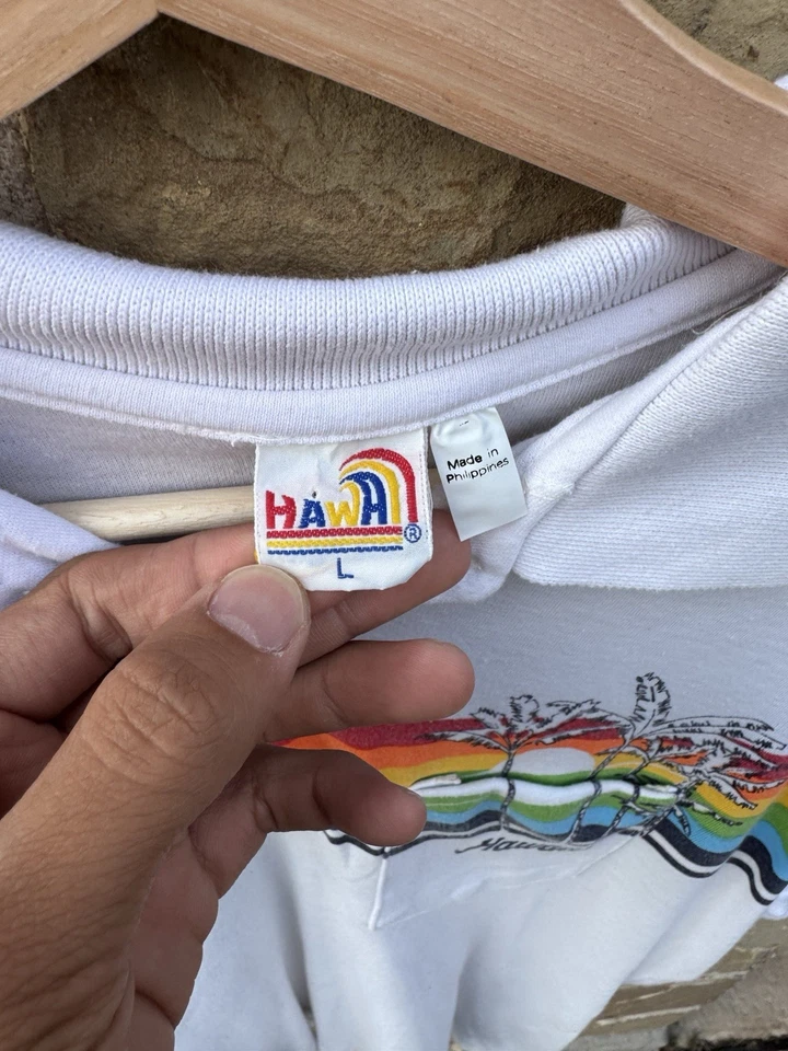 Camiseta Polo Hawaiana Rayas Arco Iris Años 70 80 De Colección Talla Grande Camisa de Recuerdo Foto 4 de 4