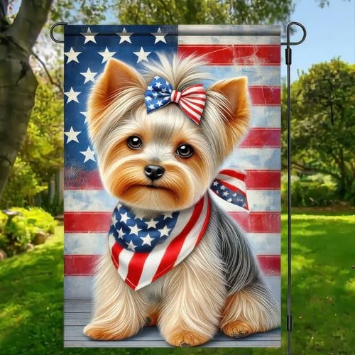 American Flag Patriotic 4th of July Yorkie Dog Garden Yorkshire Terrier Yorkie - Bild 4 von 8