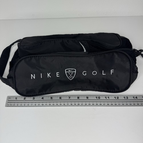 Vintage Nike Golf Black Shoe Bag Mesh Swoosh Tote Zipper Handle 2002 TIGER Era - Picture 7 of 9