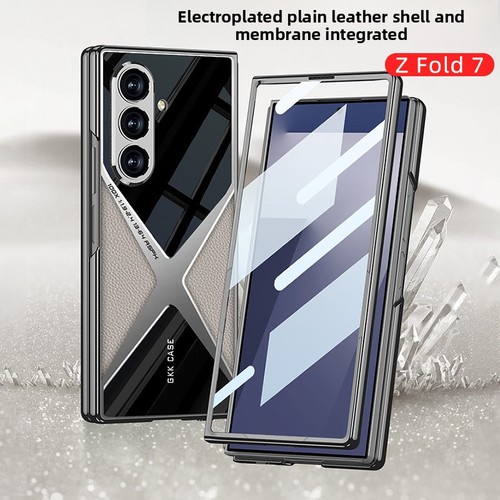 Phone Case for Samsung Z Fold 7 Electroplated Leather Hard Protective Cover - Picture 2 of 15