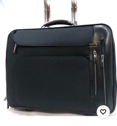 TUMI ARRIVE Carry On/Brief Case Travel Bag Leather And Vinyl 2 Wheel Black