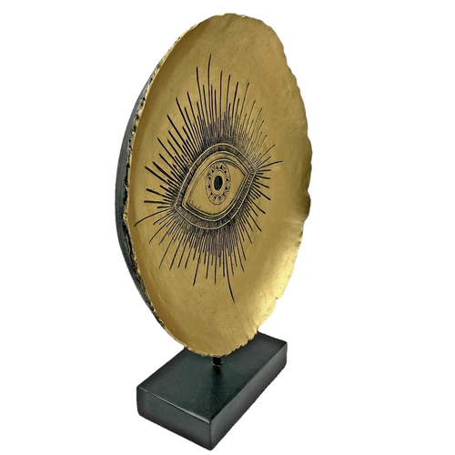 Modern Gothic Decor Gold Eye Sunburst Plate Stand Halloween or Year Round Accent - Picture 3 of 5
