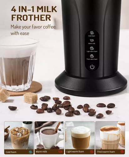 4-in-1 Milk Frother and Steamer, Electric Steamer with Keep Warm Black - Picture 9 of 15