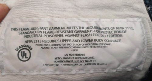 Carhartt FR Pants Womens 16 Blue Flame Resistant 38x30 Canvas Loose Workwear EUC - Picture 11 of 23