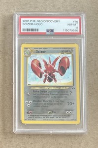 2001 Pokemon Neo Discovery Scizor Holo Card #10 PSA 8