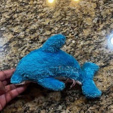 Aurora World Florida Blue Dolphin Plush Stuffed Animal Shaggy 8.5 Inch Souvenir