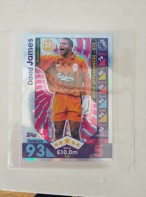 2016/17 Topps Match Attax Extra EPL #PL8 David James Most Appearances Liverpool