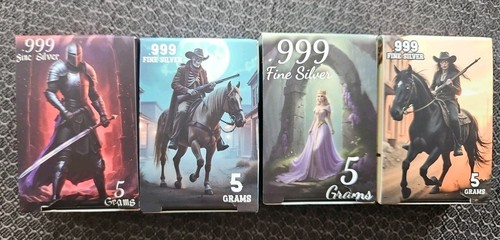 Set 4: .999 Fine Silver Pan Silver Company 5 Gram Each Art Bar Limited - Picture 1 of 17