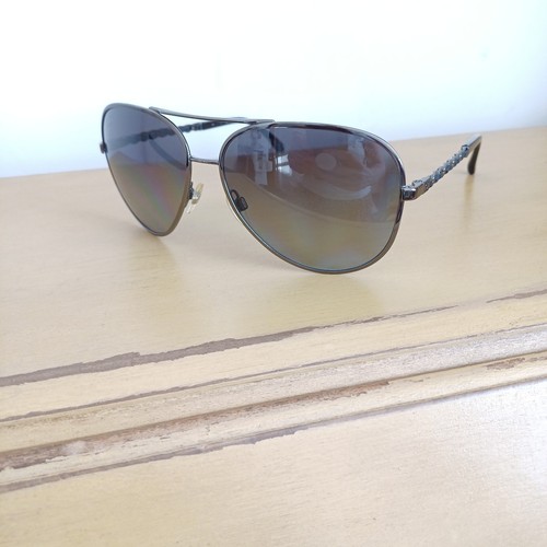 Authentic 'CHANEL' 4194 Ladies Pilot Sunglasses Polarized Leather Chain CClogo - Picture 3 of 16