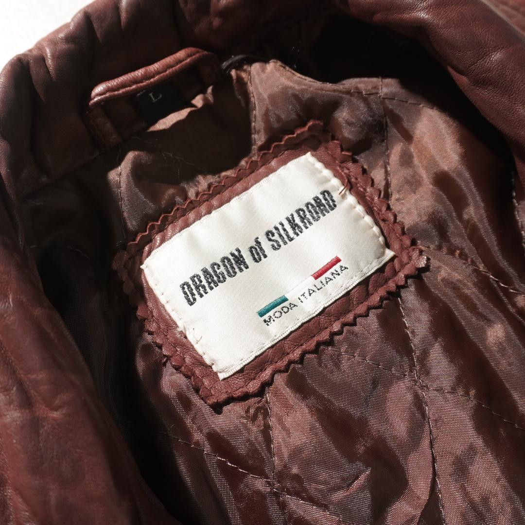 DRAGON of SILKROAD ラムレザージャケット 羊革 赤/RW310 DRAGON of SILKROAD Lamb Leather Jacket Red Men's Size L From