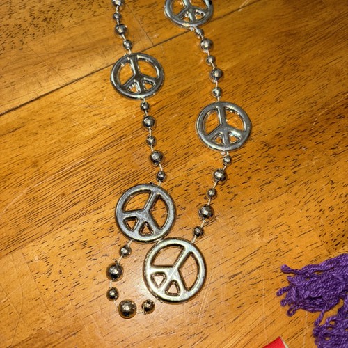 Vintage Hippie Vest 3 P C Halloween Adult Costume Headband Necklace Vest Reg - Picture 15 of 15