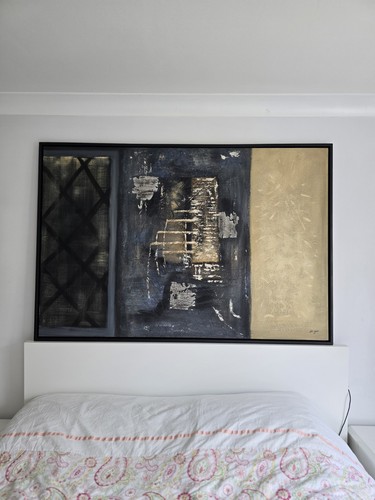 JENS KJAER 60x41" Danish Abstract Gallery Art FRAMED ORIGINAL OIL PAINTING - Picture 4 of 17