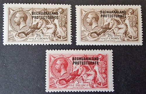 Bechuanaland KGV 1913-24 Bradbury Wilkinson Seahorse Trio Mint