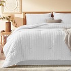 Queen Comforter Set 8 Pieces, Seersucker Bed in a Bag Queen-8 White 