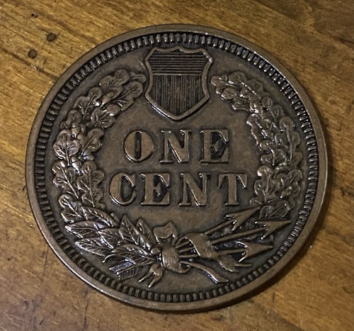 1877 Indian Head Cent große Neuheit 3" Metall Münze Briefbeschwerer Untersetzer Bronze - Bild 4 von 4