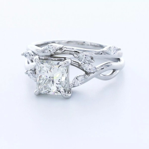 Platin Verlobungsring Set zierlich 2,91 Karat Princess Lab-gezüchteter Diamant F VS1 - Bild 2 von 5