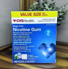 CVS Sugar Free-Coated Ice Mint Flavor  Nicotine Gum 2mg 160 pieces-EXP 10/27
