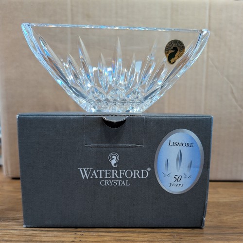 Vintage Waterford Crystal Lismore 6" Square Seahorse Bowl New in Box - Picture 3 of 15