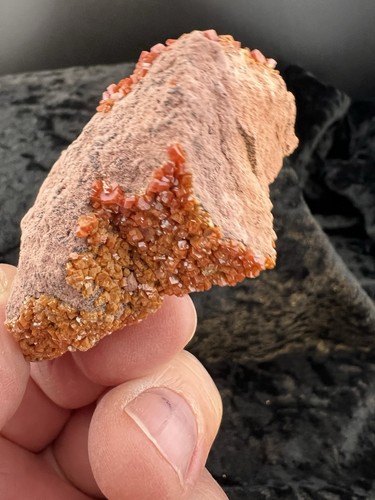 Rare Vanadinite Mineral Specimen Red Hexagonal Crystals in Matrix. 72 grams - Picture 6 of 11