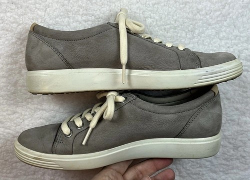 Ecco Soft 7 Sneakers Womens 7 Leather Grey Rose Casual Quiet Luxury Neutral Gorp - Picture 9 of 11