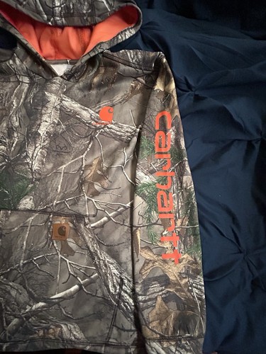 NWOT Carhartt Camo Hoodie Hunting Sweatshirt Youth X Large 18/20 real tree S - Picture 2 of 6
