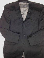 Calvin Klein Mens Wool Sport Coat Black Stripe 3-Button Suit Jacket Blazer 42L