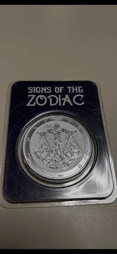 1 oz 999 Fine Silver Round Tokelau 5 Dollars 2022 Zodiac Series Libra In Capsule