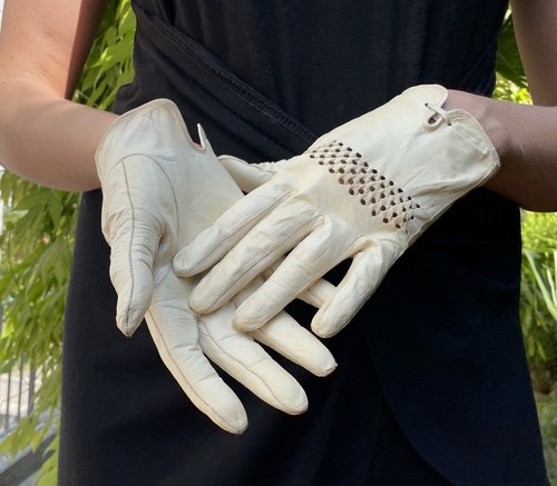 Elegante Lederhandschuhe Damen weiß 7,5 - Bild 2 von 10