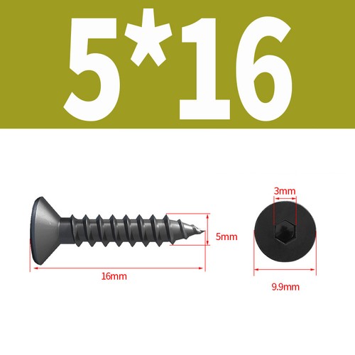 Tornillos autorroscantes de cabeza avellanada negros Allen pernos planos métricos M3-M6 - Imagen 30 de 43