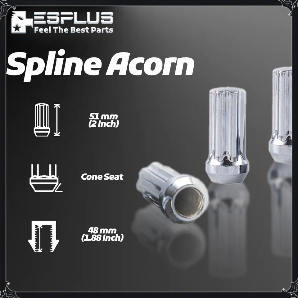 32pc 2" Chrome 14x1.5 Spline Lug Nut For Savana 2500/3500 Express 2500/3500 Van - Image 3 of 4