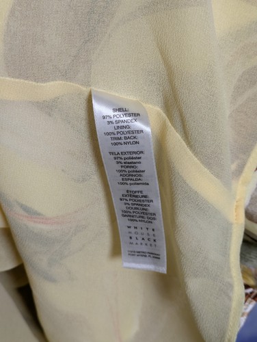 Yellow Floral Lace Back Satin Cami Top White House Black Market Medium Romantic - Picture 6 of 8