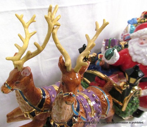 Christopher Radko Sleighful Of Joy Santa Claus Centerpiece Cookie Jar Vintage - Picture 3 of 12