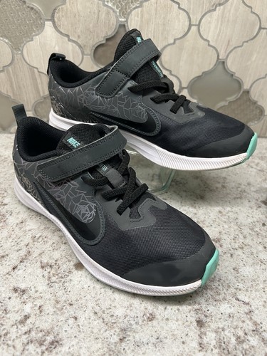 Nike Downshifter C12687-001 Girls Size 2Y Black With Metalic Rose Print