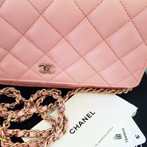 CHANEL Matelasse Caviar Wallet on a Chain Crossbody NWT Pink - Picture 6 of 10