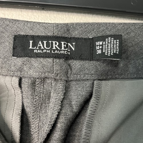 Lauren Ralph Lauren Wool Wide Leg Cuffed GrayTrousers Pants Classic 14W New - Picture 17 of 22