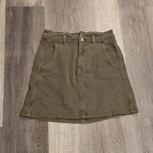 Jupe coton denim vert armée stretch taille haute American Eagle neuve taille 0 - Photo 1/7