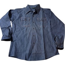 Vintage ELY Workwear Denim Shirt Mens Large 16-16.5 Long Sleeve Button Up NWOT