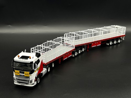 Volvo FH4 6x4 double flat top trailer "Borger Cranes" WSI truck models 1:50 - Picture 1 of 16