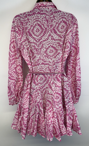 Zara Shirt Dress Pink Print Rope Belt Flippy Hem Celeb Blogger’s Fave M UK 10/12 - Picture 11 of 13