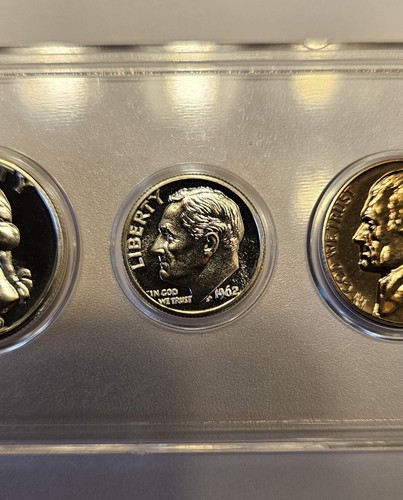 1962 US Mint Silver Proof Set Original Coin Frosty Half Whitman Holder #3 - Picture 5 of 12