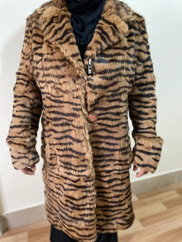 tiger print real rabbit fur coat  very unique print size M - Picture 1 of 11