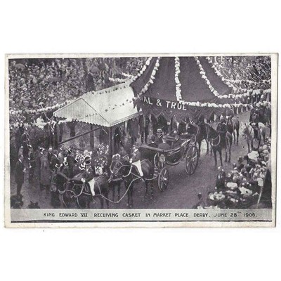 DERBY König Edward VII Empfangsschatulle auf Marktplatz 1906, Postkarte ungelaufen