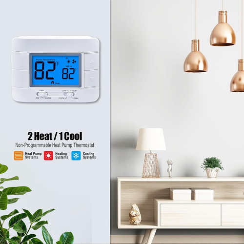 Thermostat Non Programmable Heat Pump for House 2H/1C with Large LCD Display Of - Picture 5 of 7