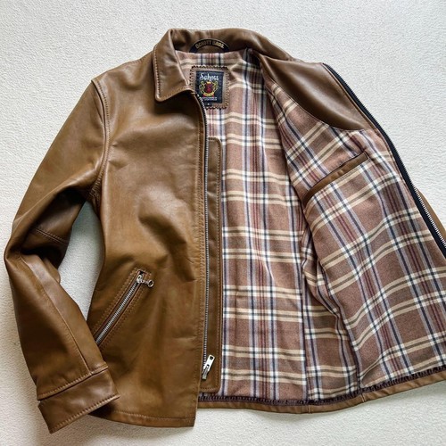 Schott Khaki Check Lining Single Rider Style Size S Used Authentic Excellent JPN - Picture 21 of 24