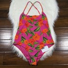 Beach Riot Women's Size Large Hibiscus Sunset Floral Stevie One Piece Swim Suit