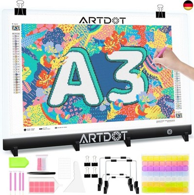 ARTDOT Leuchttisch A3 als 5D Diamond Painting Zubehör, Einstellbare Helligkeit 