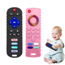 2-Pack Baby Teething Toys-Tv Remote Control Shape Silicone Infants Teething Toys